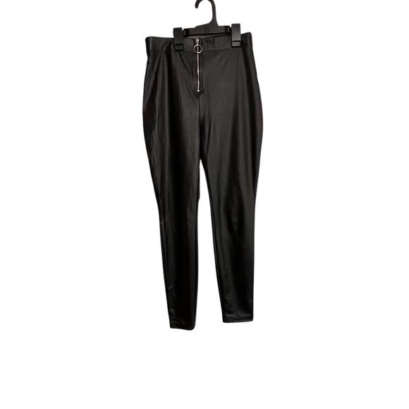 Wild Fable Faux Leather Cropped Pants Hi-Rise Front Zip Womens Size Small Black - Picture 1 of 3